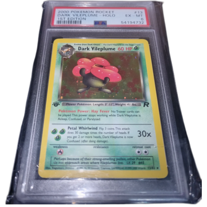 Carta Gradeada - Dark Vileplume First Edition - Base Set PSA 6 - Inglés - Cartas Pokemon Originales Tcg