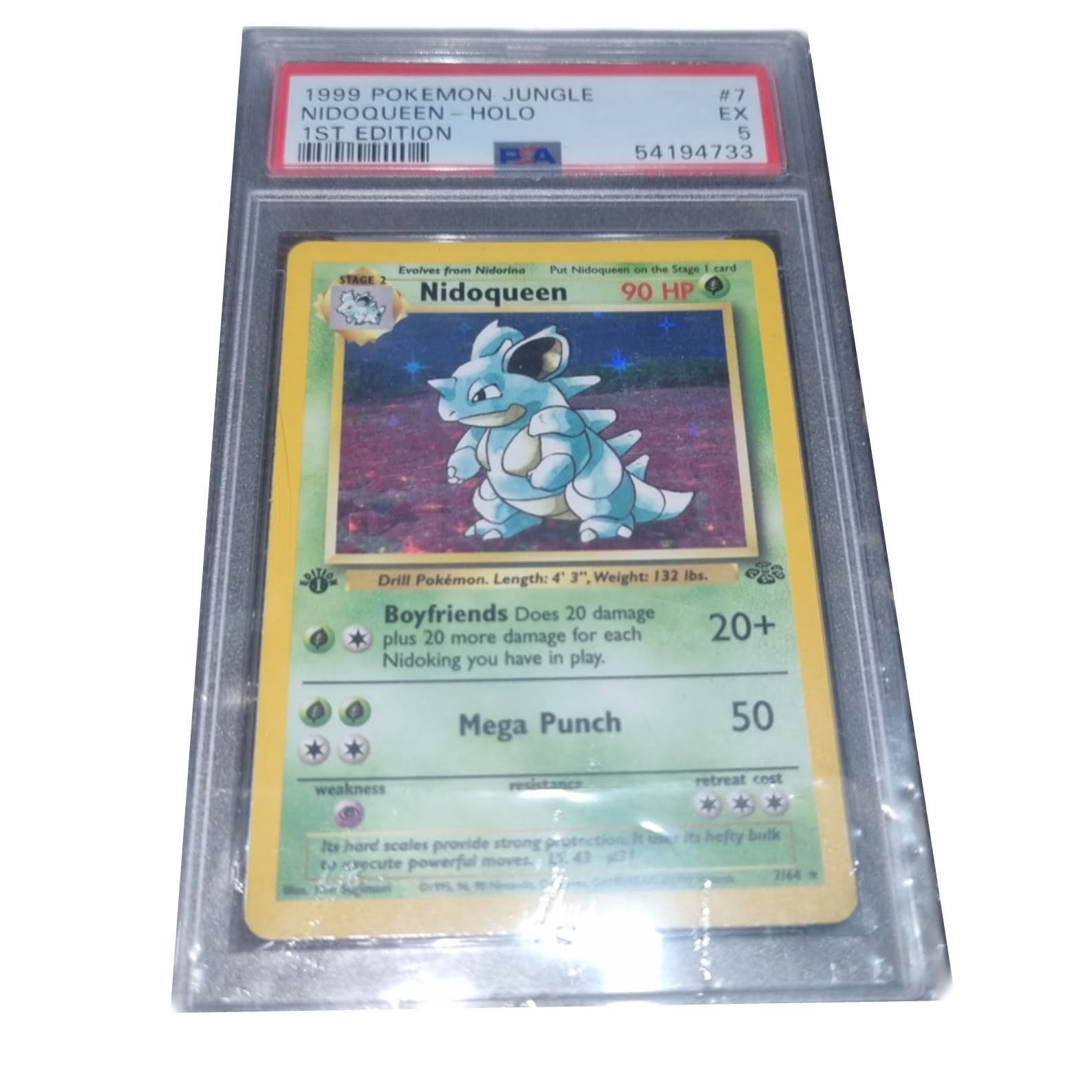 Errores de impresión en cartas Pokémon: los más caros 2 Carta de la expansión Jungla gradeada, ejemplo de la época de los errores de impresión en cartas Pokémon