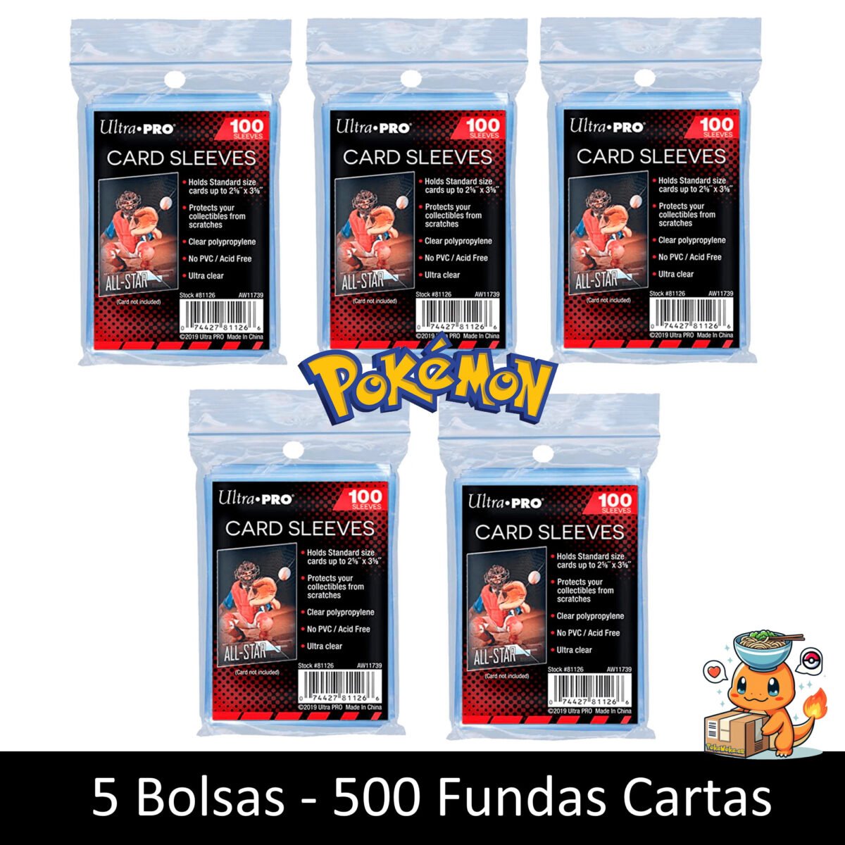 5 500 Fundas Totales - 5 Bolsa de 100 Fundas protector de cartas - Imagen 1