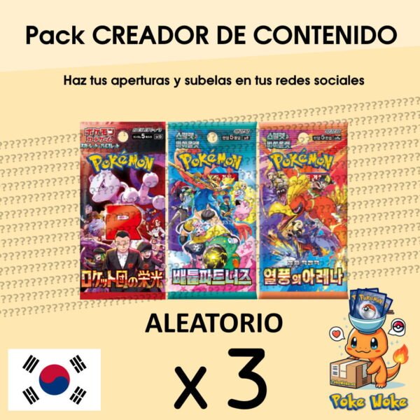 3 Sobres Koreano Pokemon ALEATORIOS - Pack Creadores de contenido - Para que puedas crear vídeos (Modelo2)